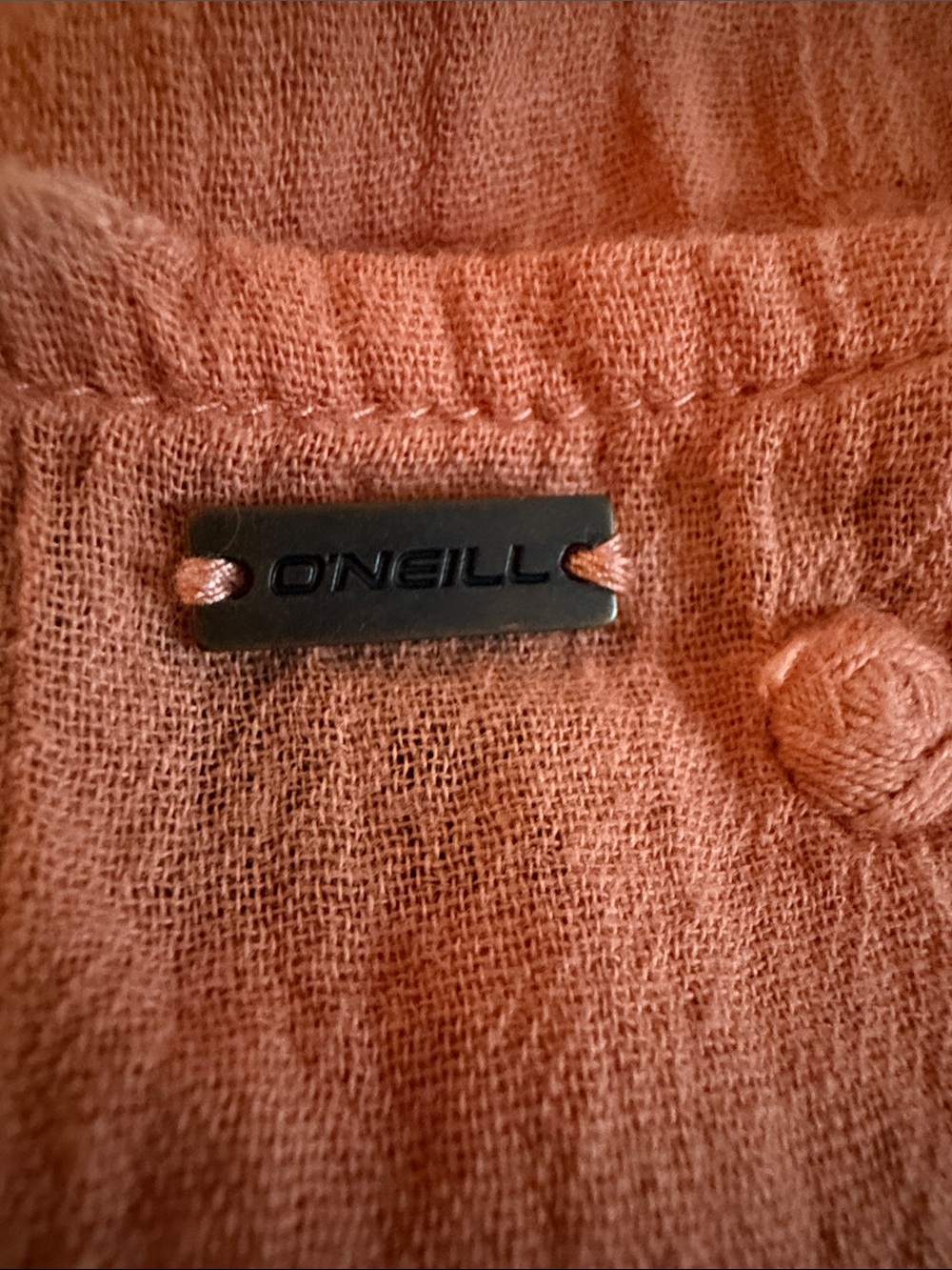 O'Neill Rust Orange Textured Button-Front Racerback Tank - Picture 6 of 6